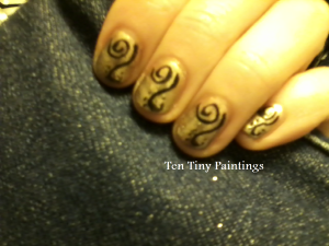Gold with Black Swirls by Shelly Najjar at Ten Tiny Paintings